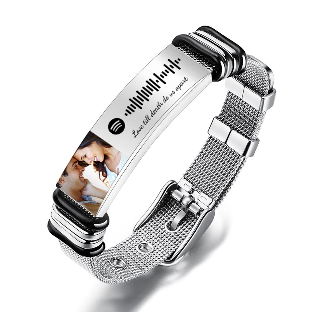 Scannable Spotify Code For Couple - Personalized Couple Spotify Code Bracelet