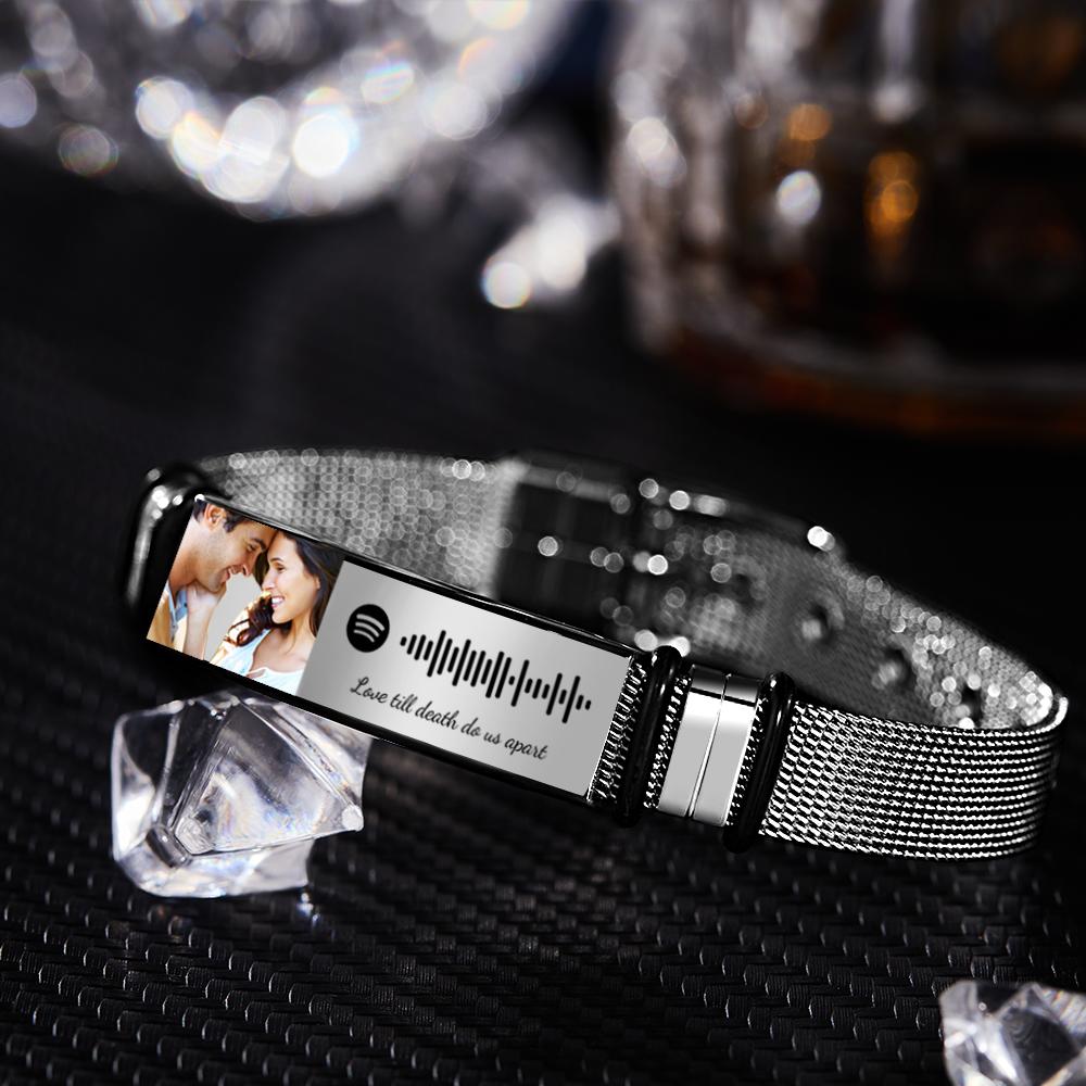 Scannable Spotify Code For Couple - Personalized Couple Spotify Code Bracelet