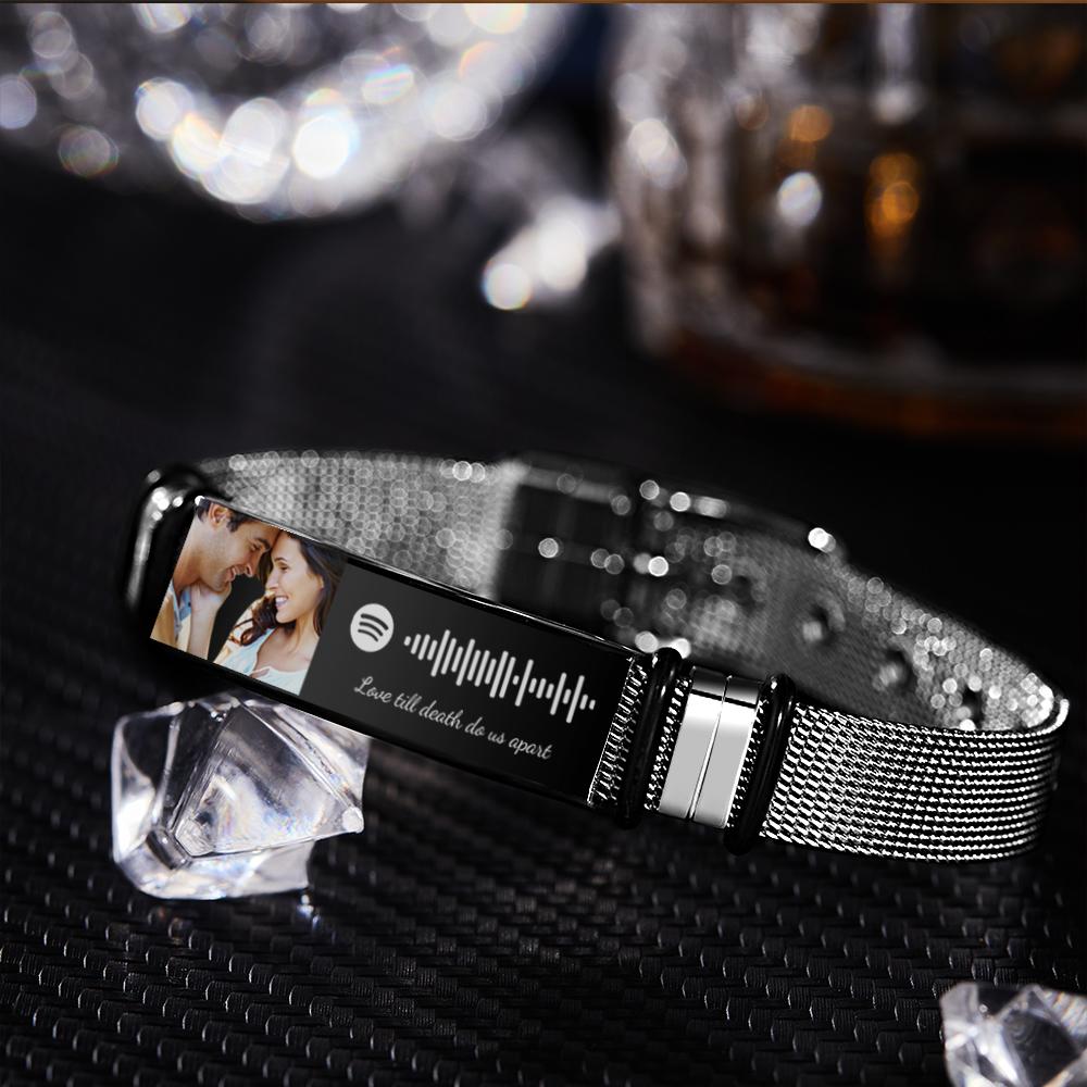 Scannable Spotify Code For Couple - Personalized Couple Spotify Code Bracelet