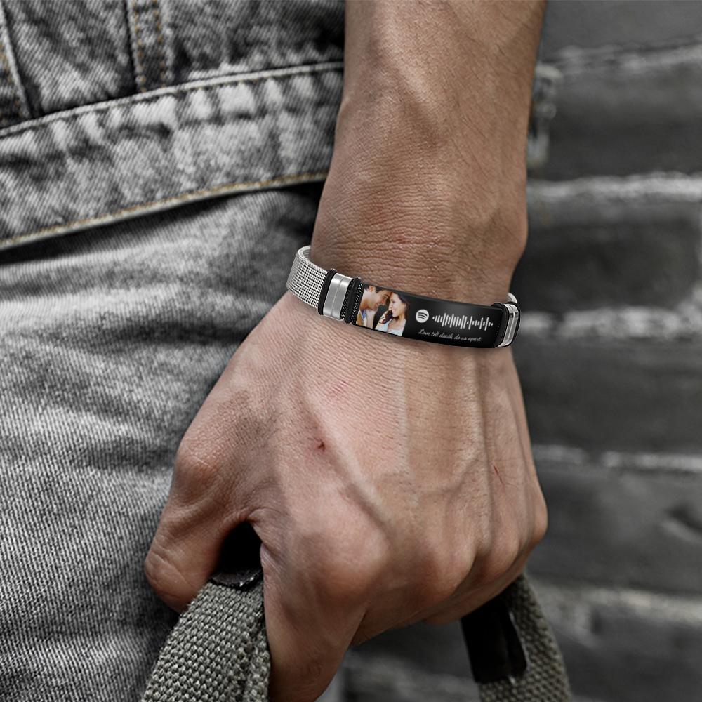 Scannable Spotify Code For Couple - Personalized Couple Spotify Code Bracelet