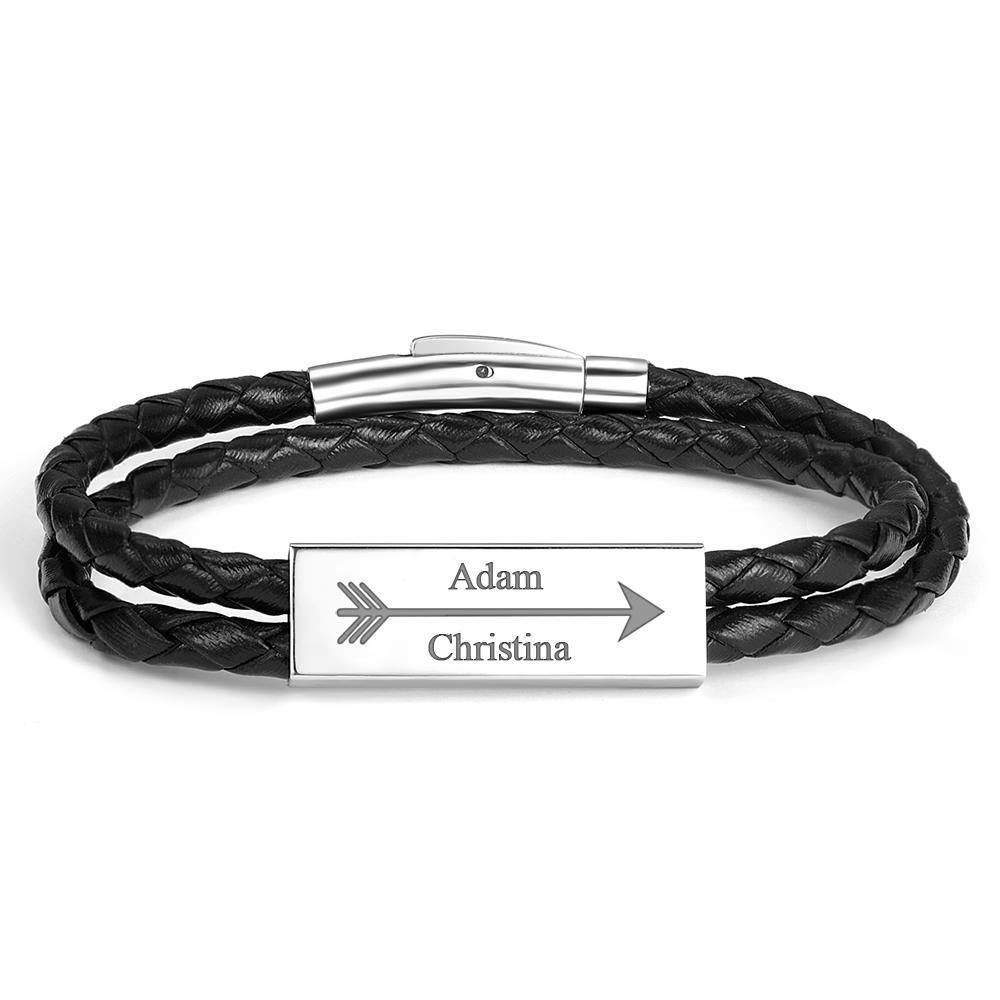 Love Is Forever - Personalized Couple Cable Leather Wrap Bracelet