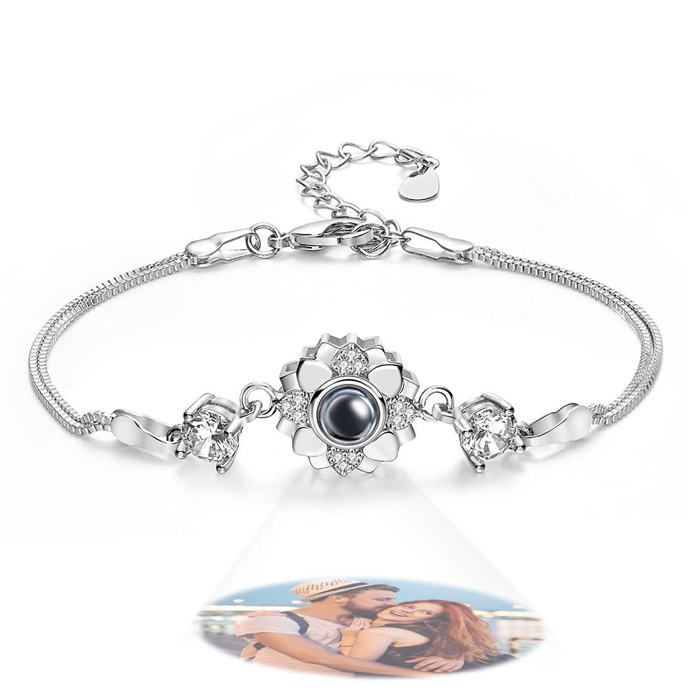 Personalized Flower Photo Projection Charm