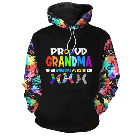 Proud Grandma Of An Awesome Autistic Kid Autism Gift - Autism Awareness All Over T-shirt and Hoodie 0921