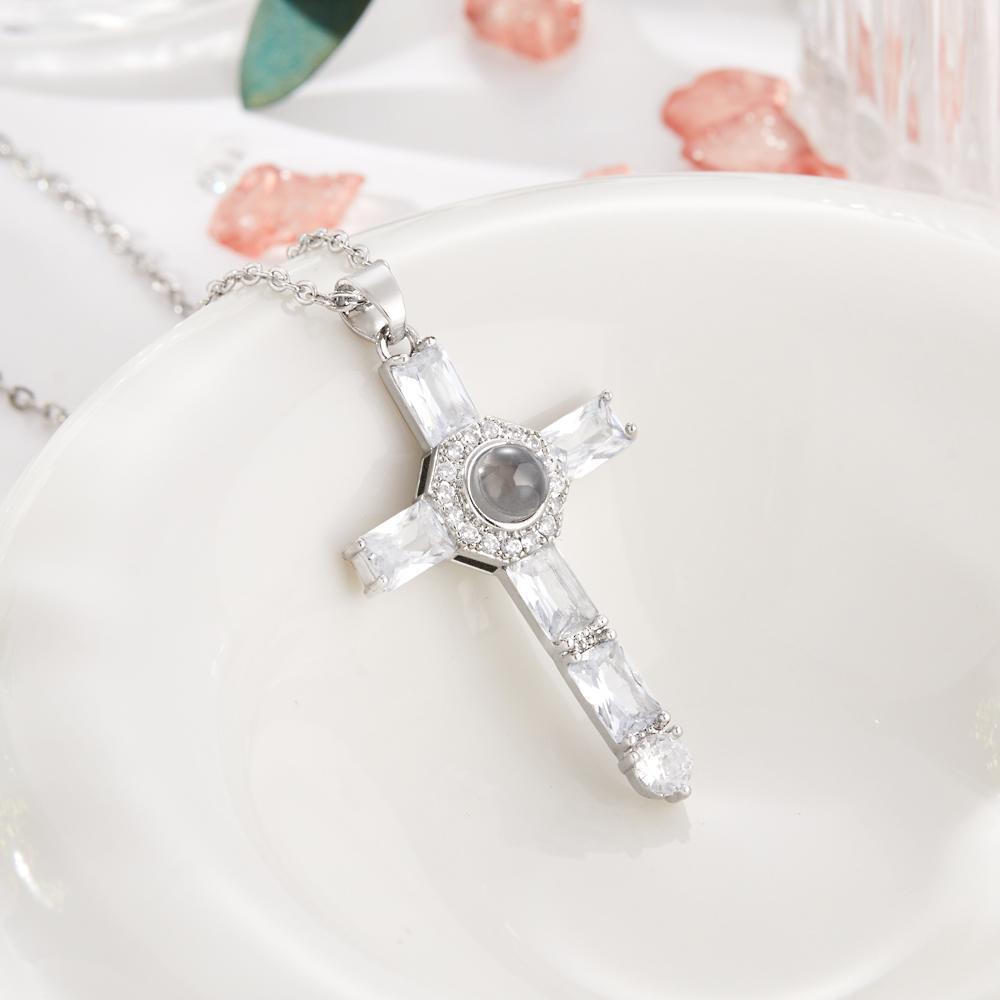 Personalized Cross Commemorative Photo Projection Charm