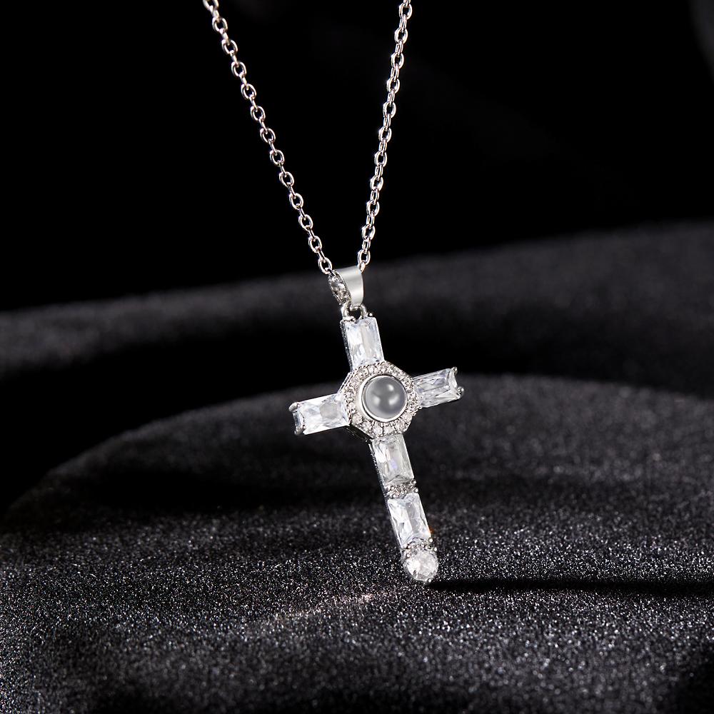Personalized Cross Commemorative Photo Projection Charm