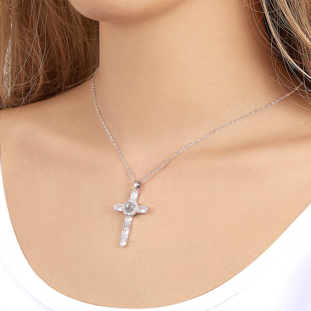 Personalized Cross Commemorative Photo Projection Charm