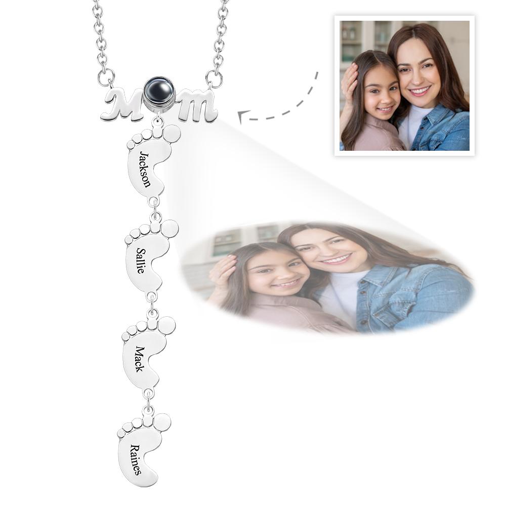 Personalized Feet Projection Engraved Charm - Gift for mom, who lost a loved one