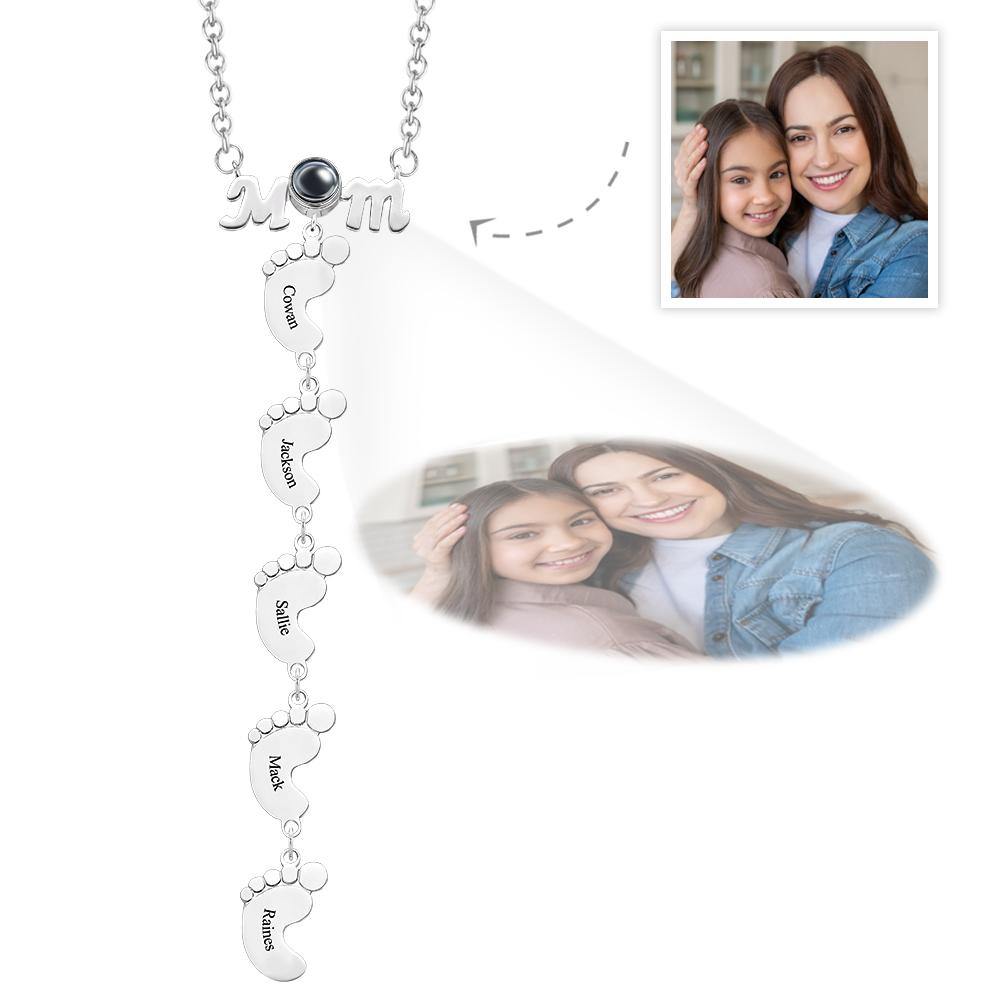 Personalized Feet Projection Engraved Charm - Gift for mom, who lost a loved one