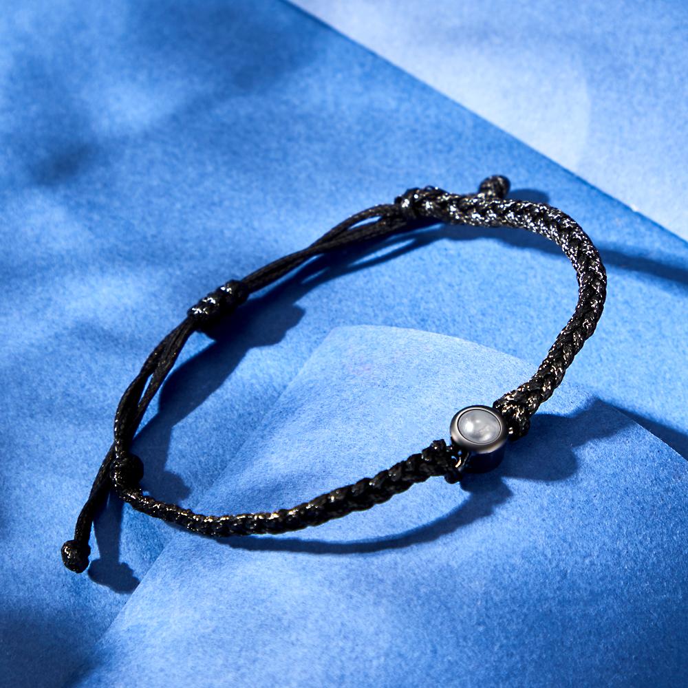 Personalized Braided Black Rope Photo Projection Charm