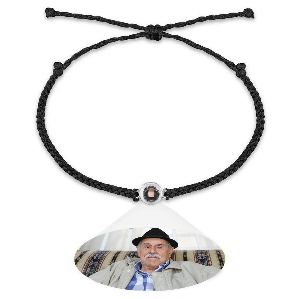 Personalized Braided Black Rope Photo Projection Charm