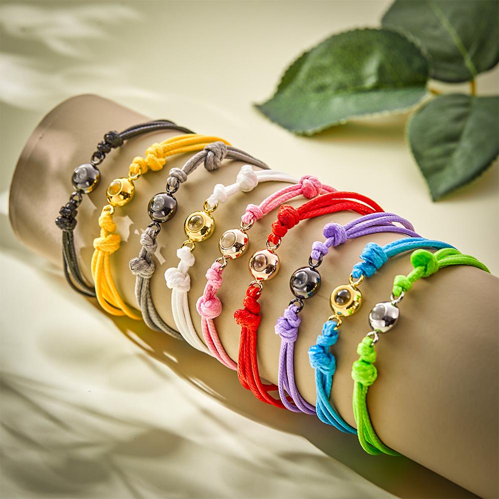 Weave Style Colorful Custom Projection Photo Charm - Personalized Projection Photo Bracelet