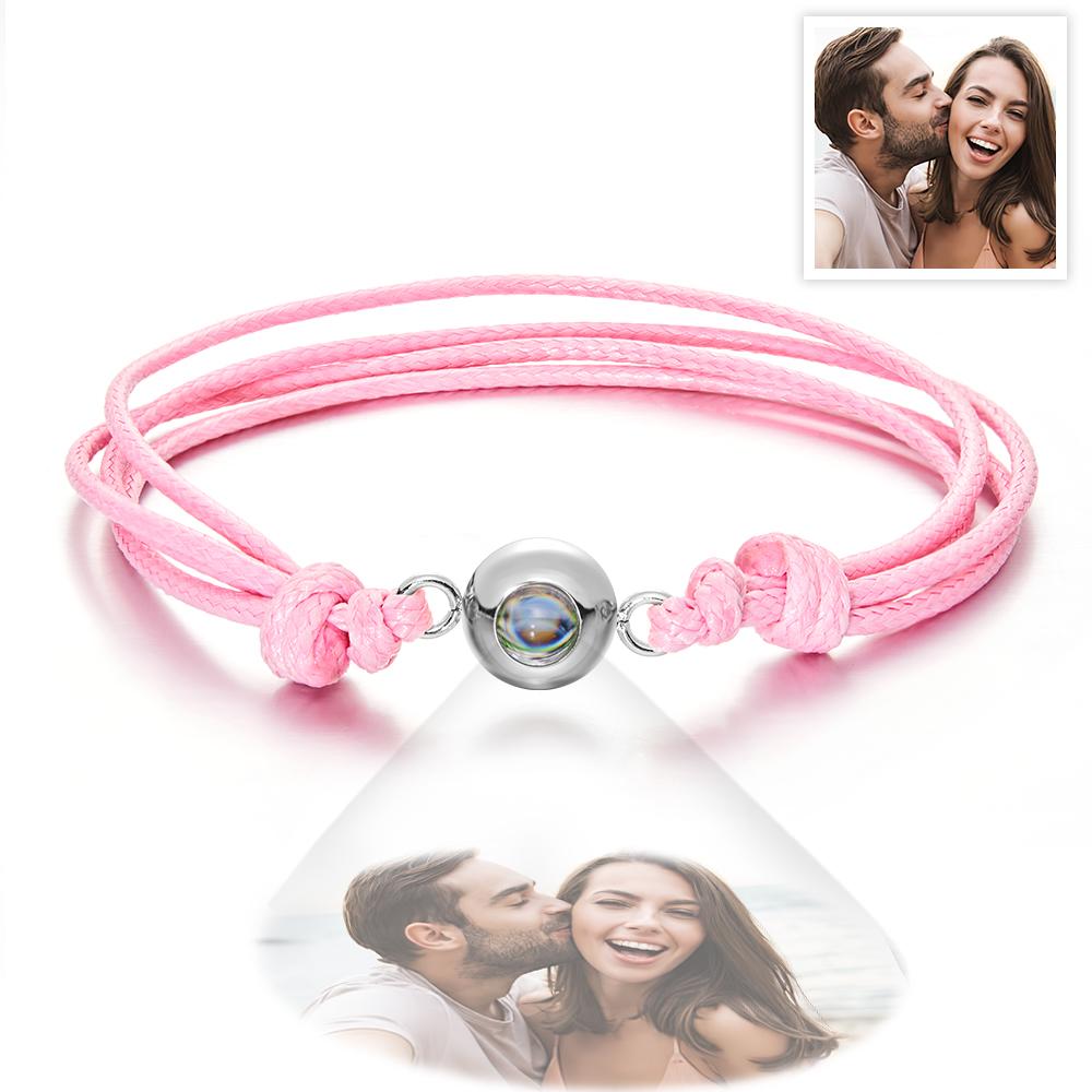 Weave Style Colorful Custom Projection Photo Charm - Personalized Projection Photo Bracelet