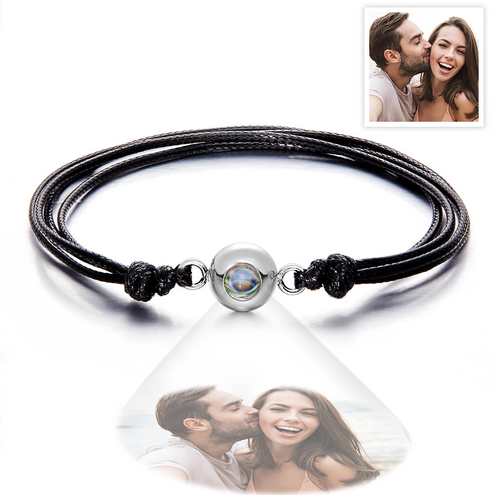 Weave Style Colorful Custom Projection Photo Charm - Personalized Projection Photo Bracelet