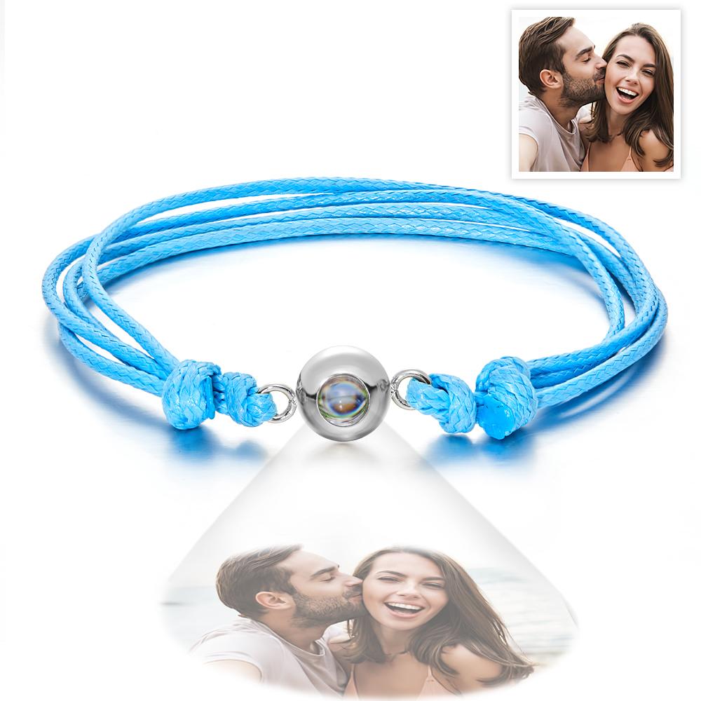 Weave Style Colorful Custom Projection Photo Charm - Personalized Projection Photo Bracelet