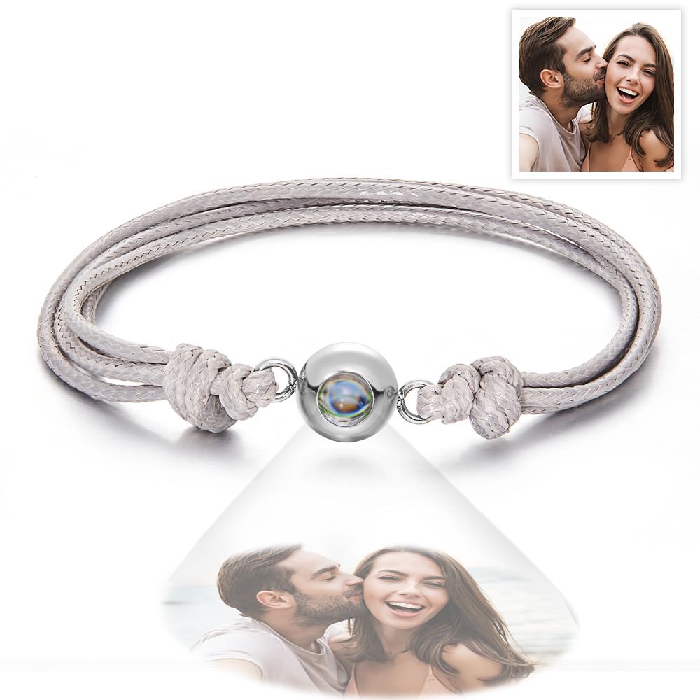 Weave Style Colorful Custom Projection Photo Charm - Personalized Projection Photo Bracelet