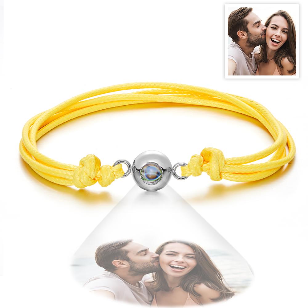 Weave Style Colorful Custom Projection Photo Charm - Personalized Projection Photo Bracelet