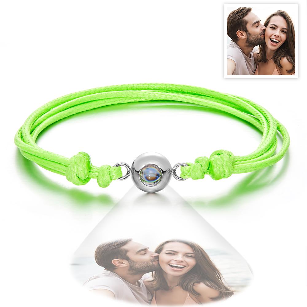 Weave Style Colorful Custom Projection Photo Charm - Personalized Projection Photo Bracelet