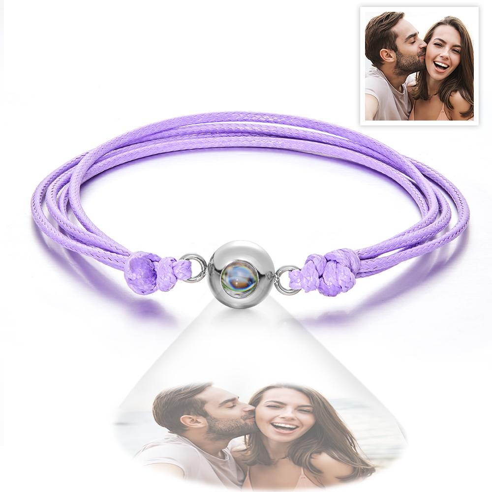 Weave Style Colorful Custom Projection Photo Charm - Personalized Projection Photo Bracelet