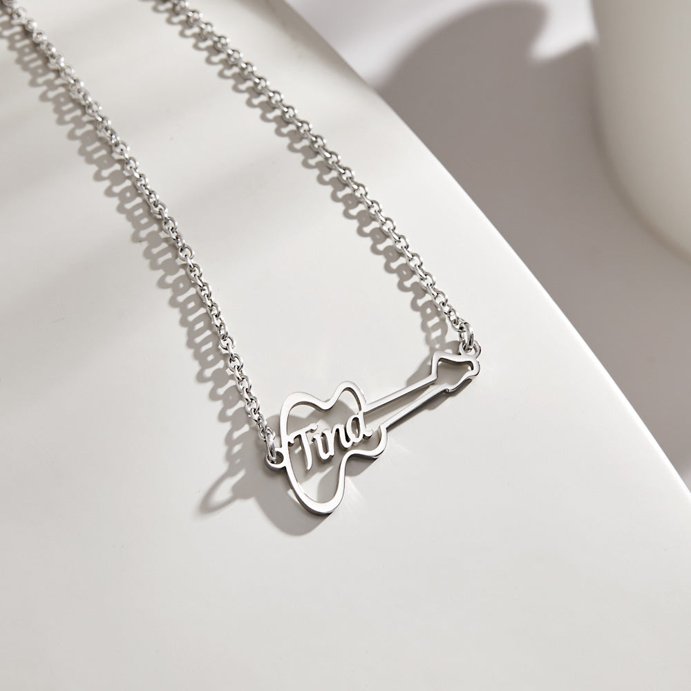 Personalized Guitar Shaped Name Necklace