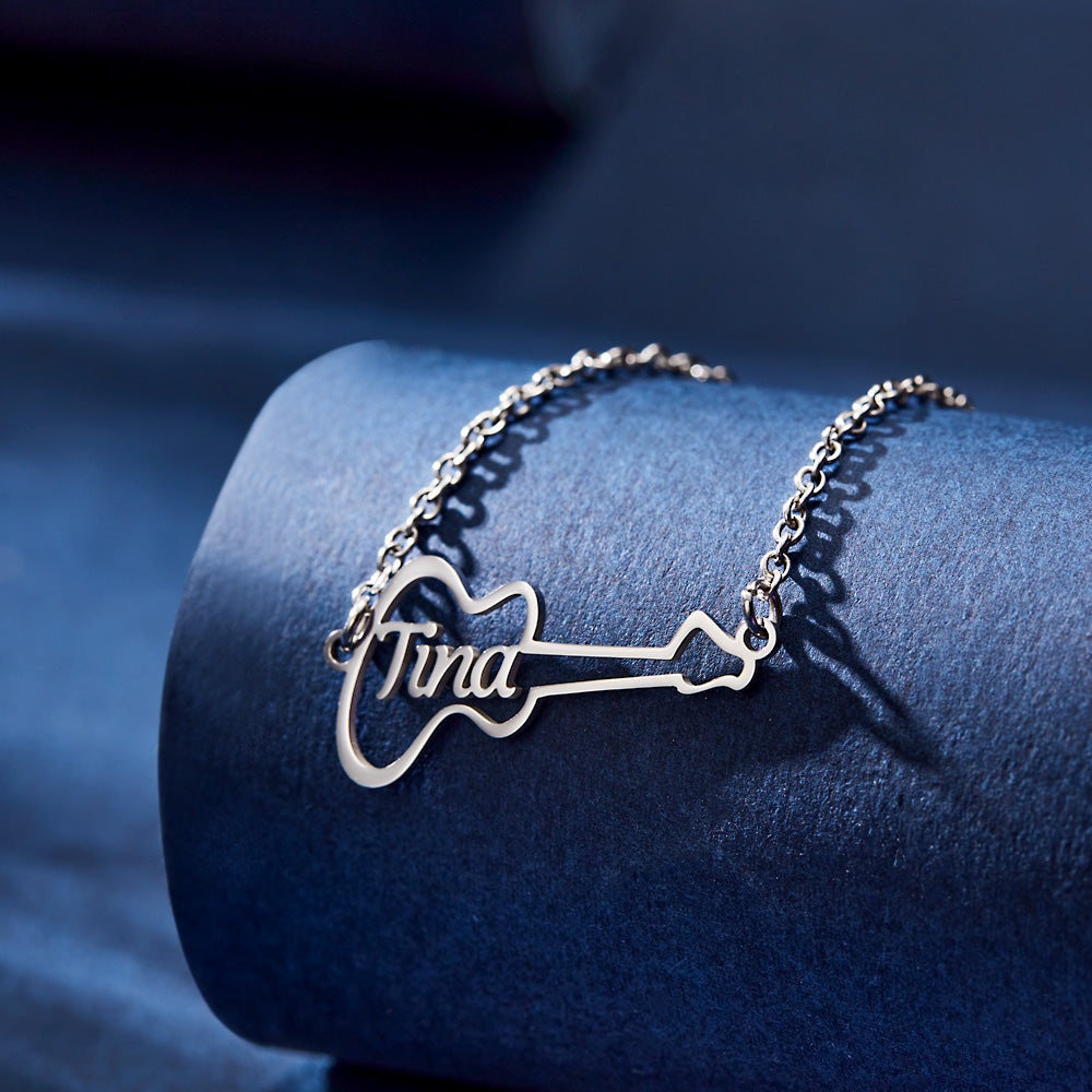Personalized Guitar Shaped Name Necklace