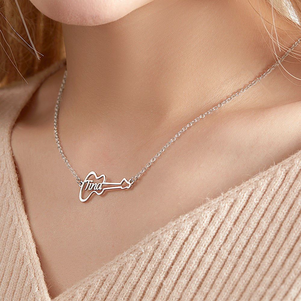 Personalized Guitar Shaped Name Necklace