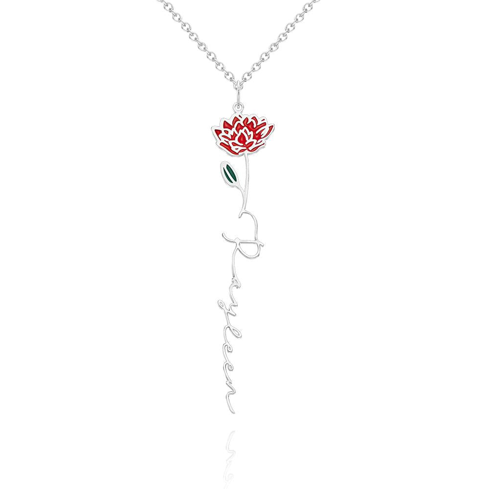 Personalized Name Birth Month Colorful Flower Necklace