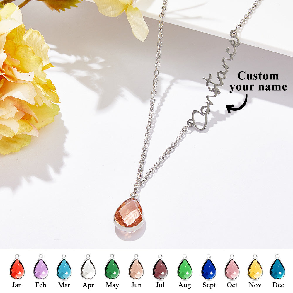 Personalized Birthstone Name Necklace