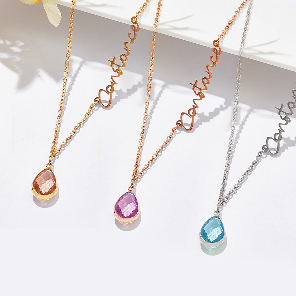Personalized Birthstone Name Necklace