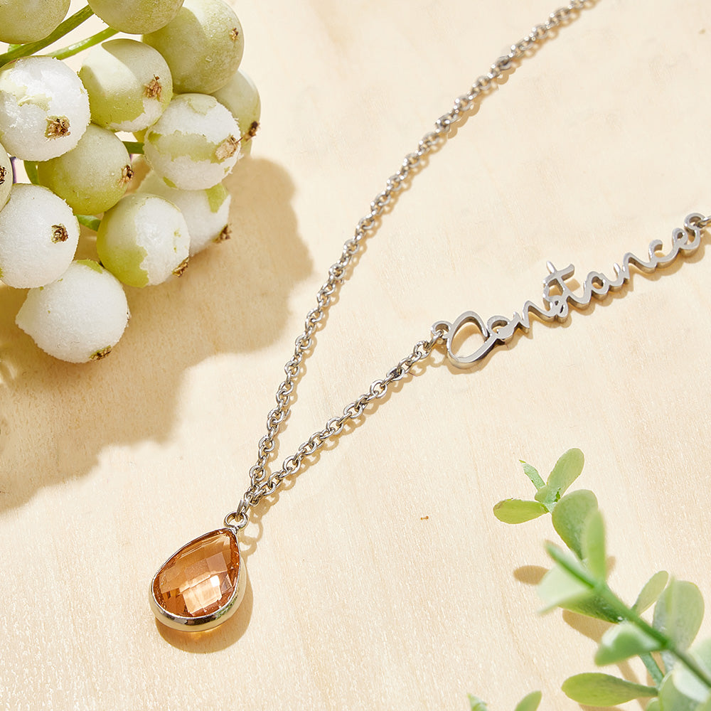 Personalized Birthstone Name Necklace
