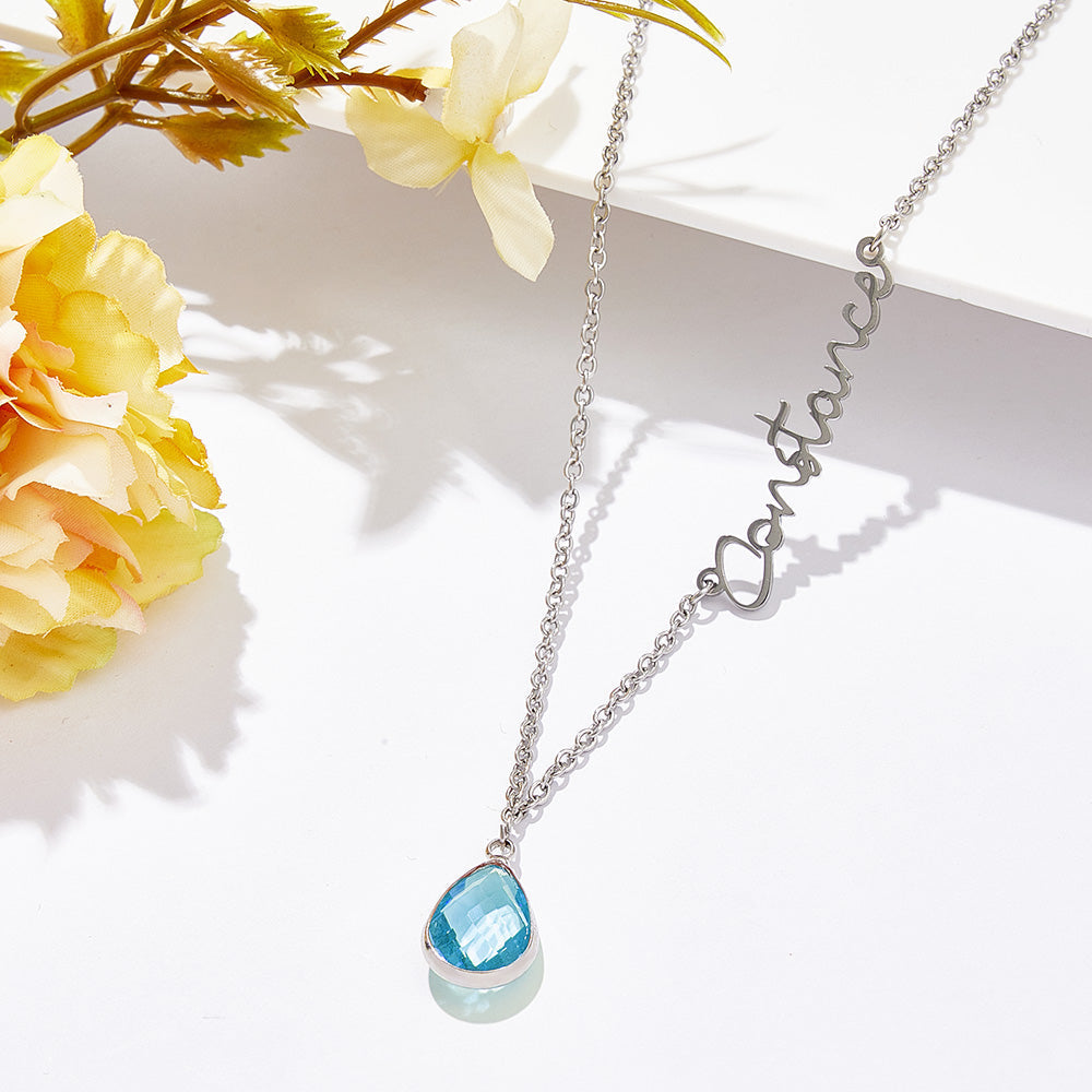 Personalized Birthstone Name Necklace
