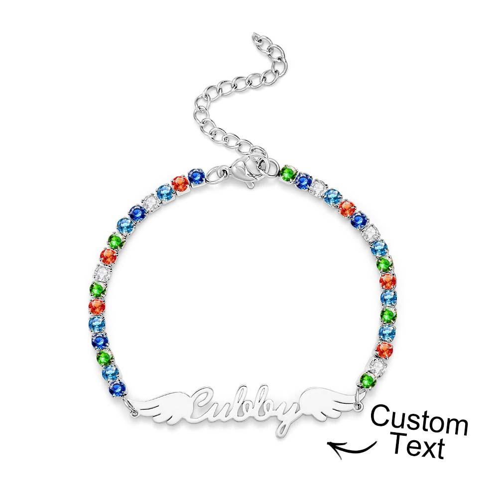 Shine Like A Diamond - Personalized Angel Wings All Diamonds Bracelet