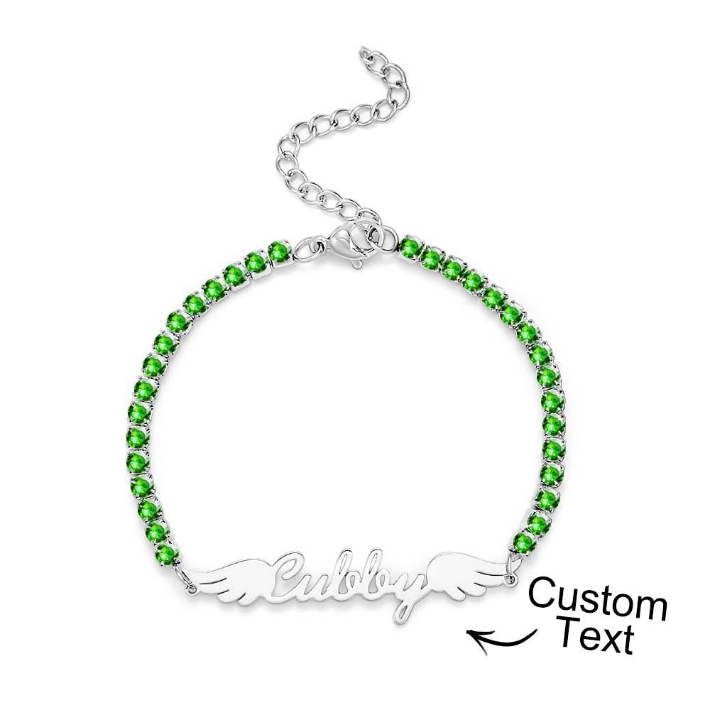 Shine Like A Diamond - Personalized Angel Wings All Diamonds Bracelet