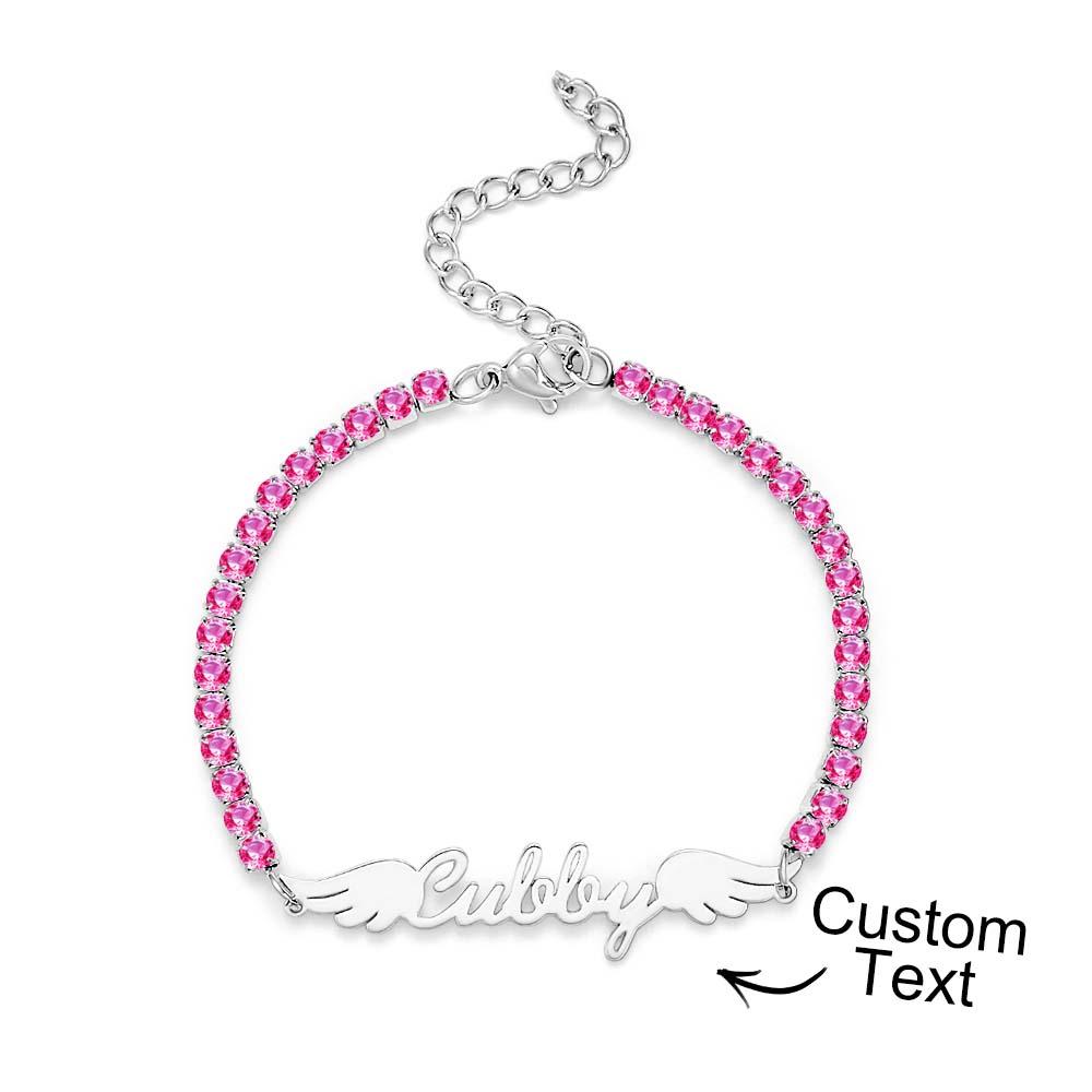 Shine Like A Diamond - Personalized Angel Wings All Diamonds Bracelet