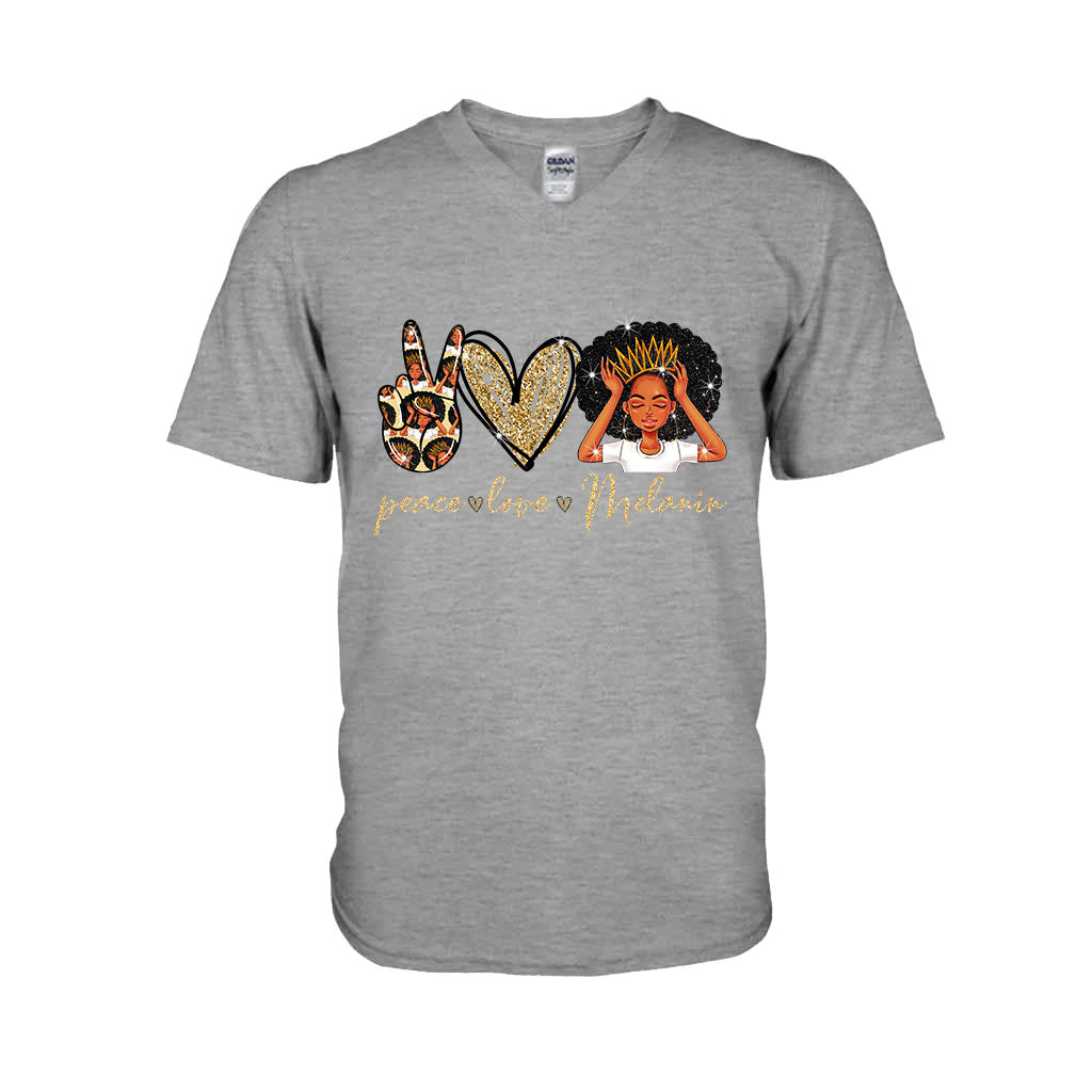Melanin -African American T-shirt and Hoodie With Faux Glitter Print 1121
