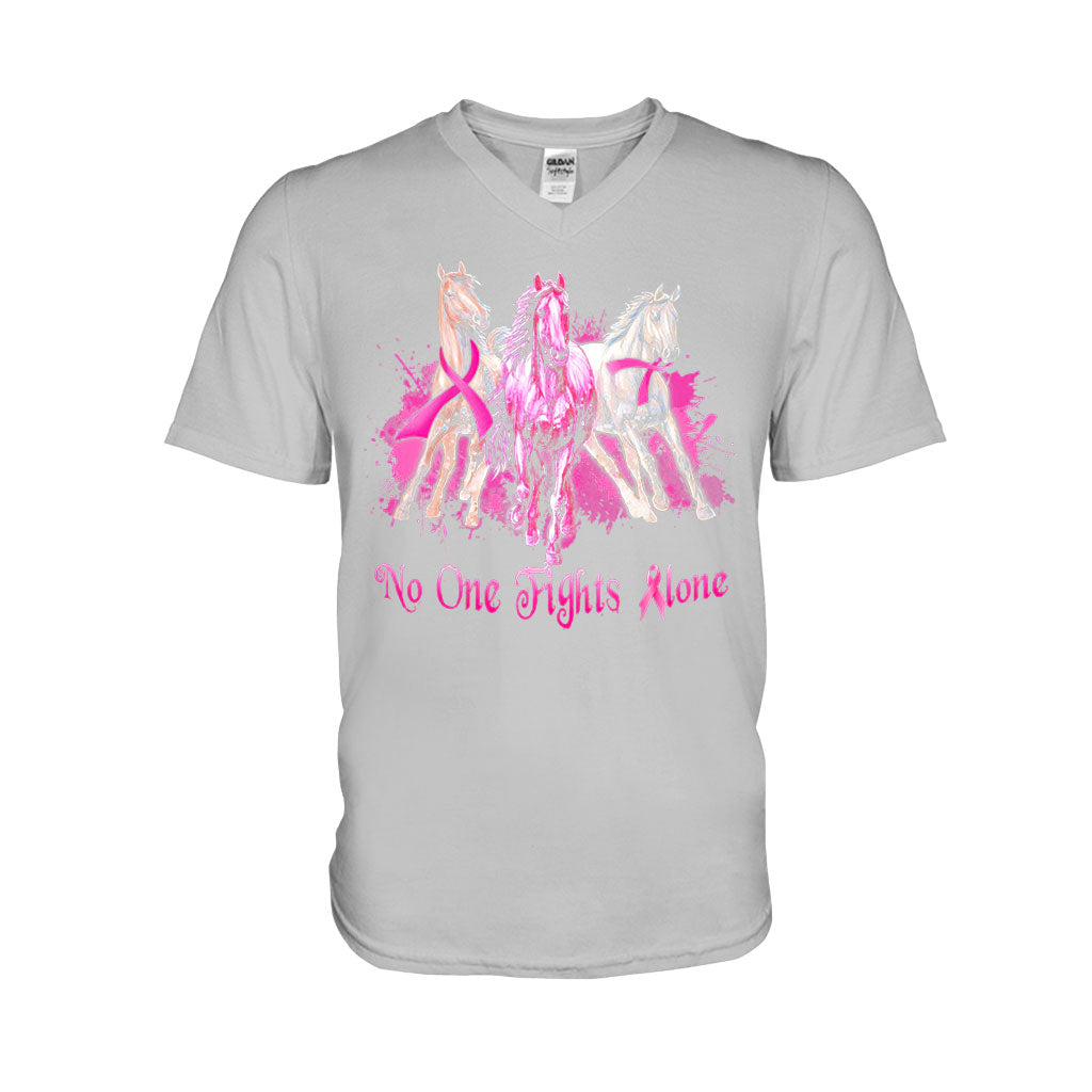 No One Fights Alone - Breast Cancer Awareness T-shirt And Hoodie 0721