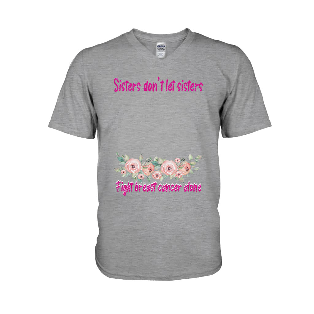 Sisters Don't Let Sisters Fight Cancer Alone - Personalized Breast Cancer Awareness T-shirt and Hoodie