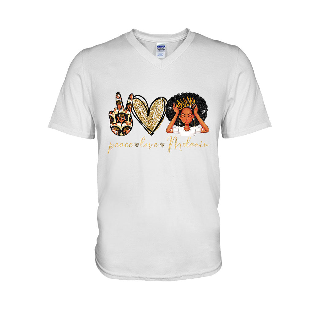 Melanin -African American T-shirt and Hoodie With Faux Glitter Print 1121