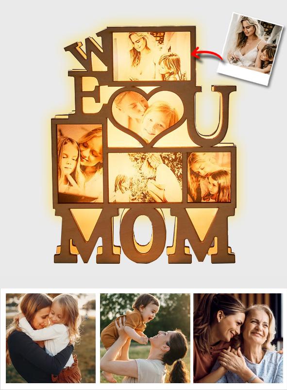 We Love You Mom - Personalized Mother Photo Lamp