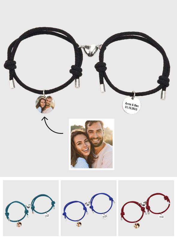 Matching Magnetic Heart - Personalized Couple Bracelet
