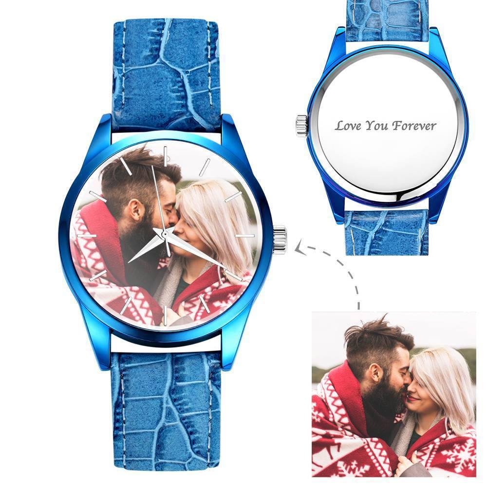 Men's Photo Watch With Leather Strap - Personalized Watch