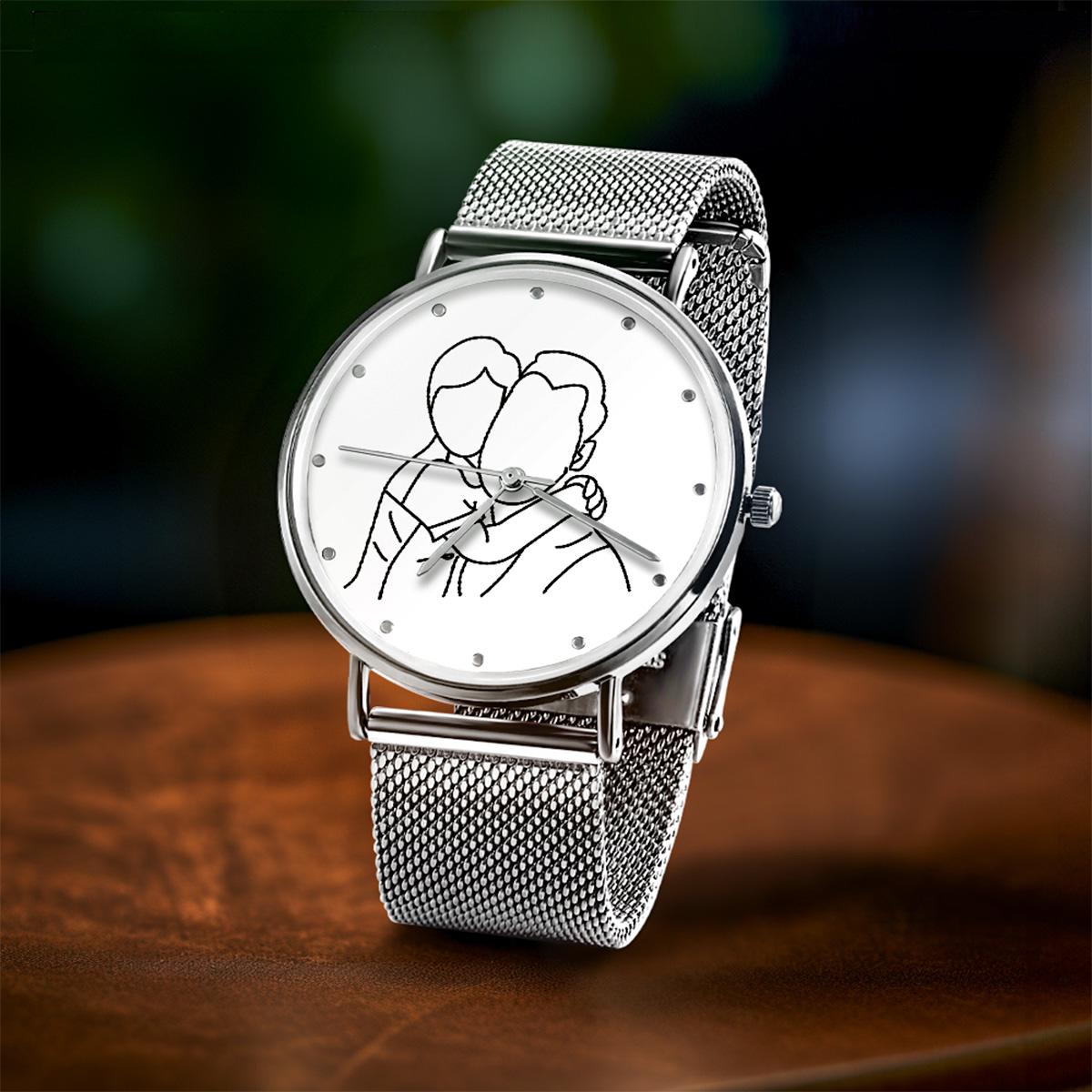 Personalized Photo To Line Art Engraved Alloy Bracelet