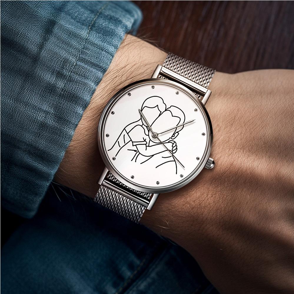 Personalized Photo To Line Art Engraved Alloy Bracelet