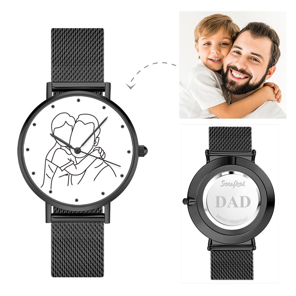 Personalized Photo To Line Art Engraved Alloy Bracelet
