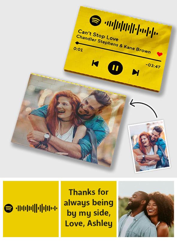 Yellow Building Block - Personalized Couple Photos Yellow Brick Figures