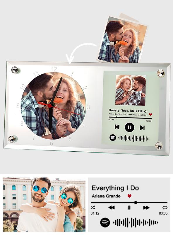 Spotify Code Photo Clock - gift for husband, wife, boyfriend, girlfriend - Personalized Clock