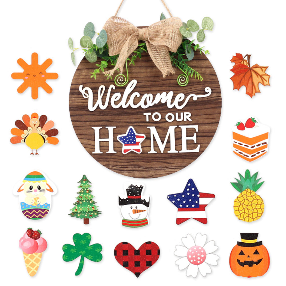 Memorial Day 4th of July Independence Day Patriotic Stars - Family Interchangeable Wreath Sign