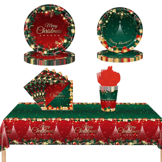 Merry Christmas - Christmas Party Disposable Dinnerware Set