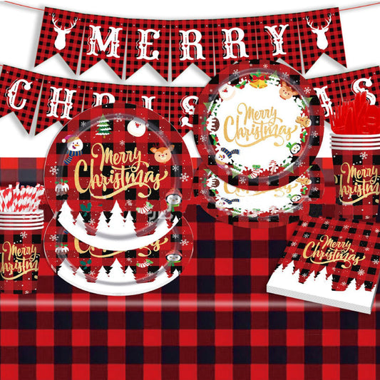 Merry Christmas - Christmas Party Disposable Dinnerware Set