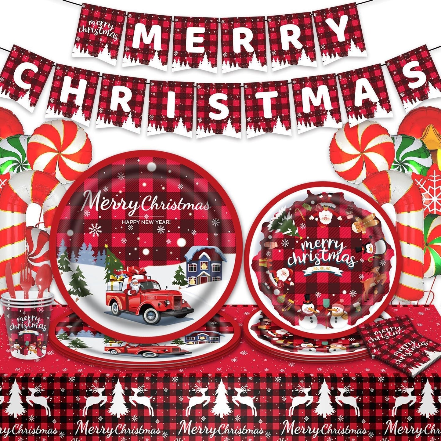 Merry Christmas - Christmas Party Disposable Dinnerware Set