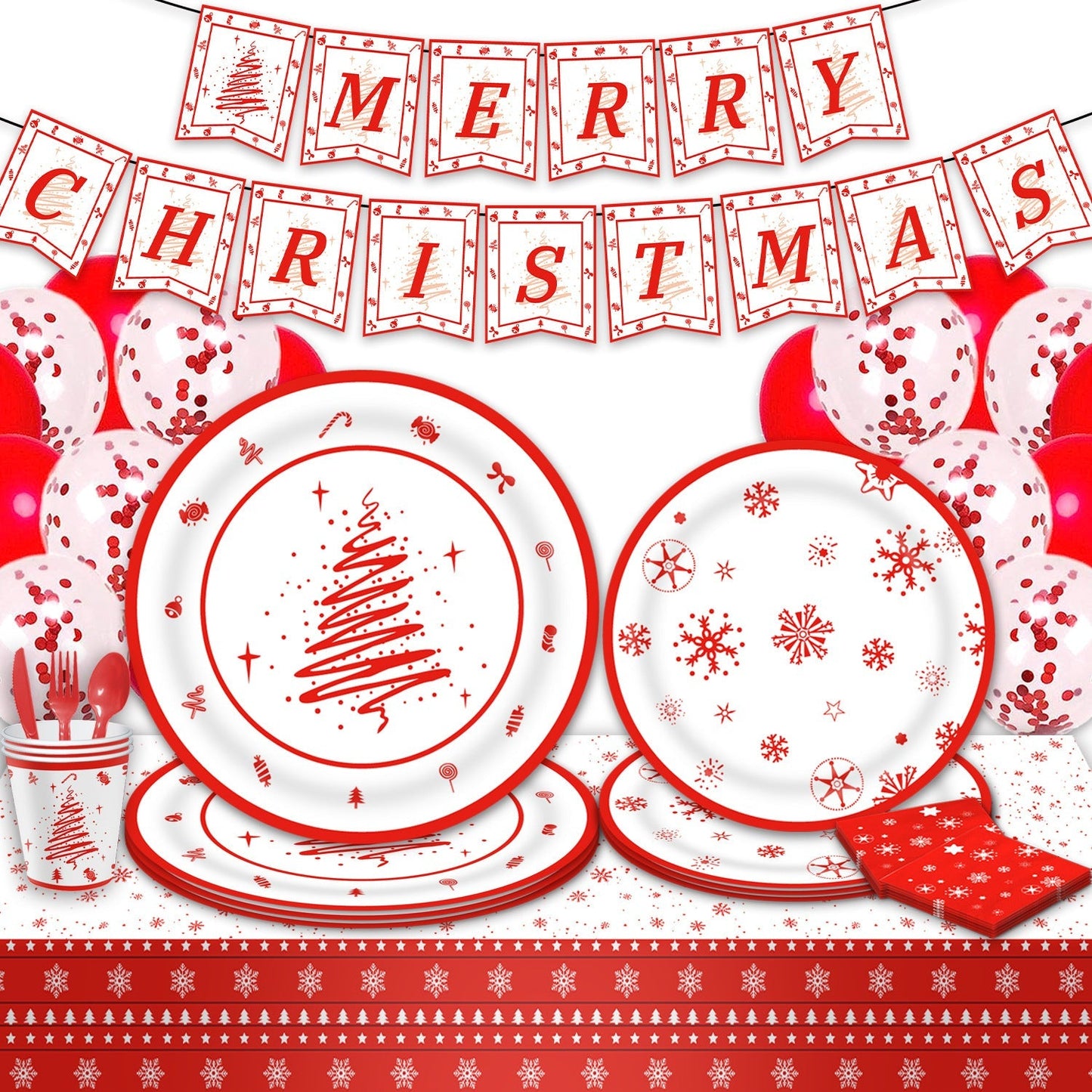 Merry Christmas - Christmas Party Disposable Dinnerware Set